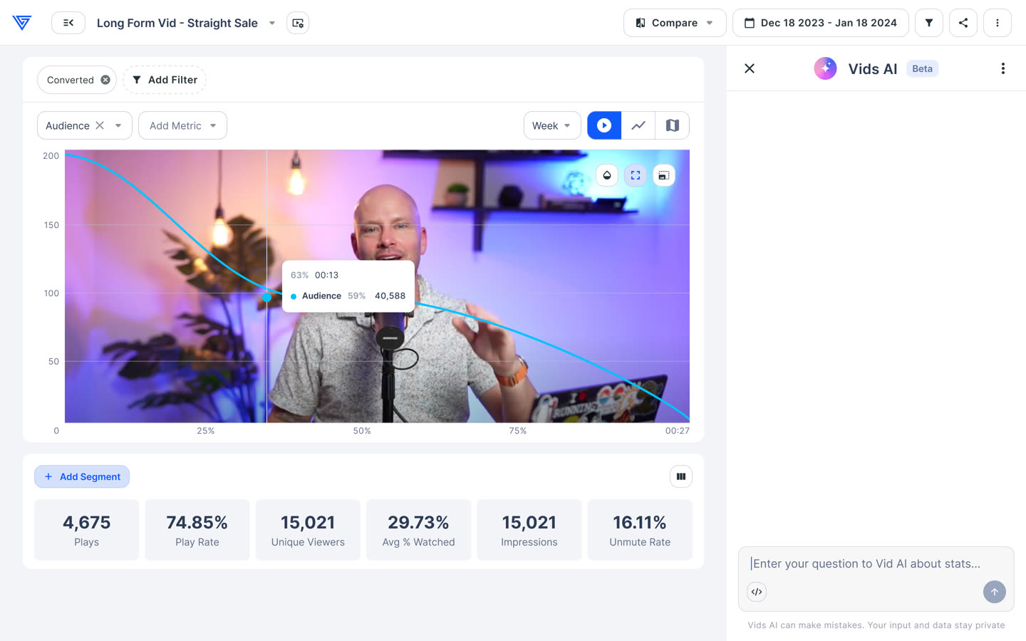 Vids AI as it first shipped — an empty chat panel