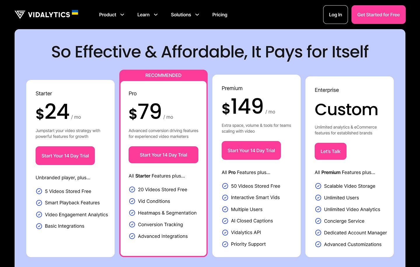 Pricing page after: free account moved below the fold