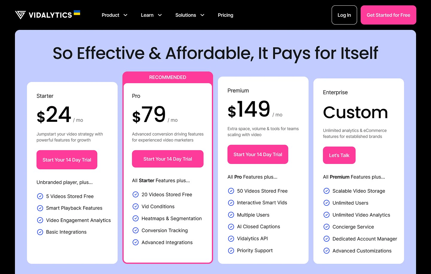 Pricing page after: free account moved below the fold