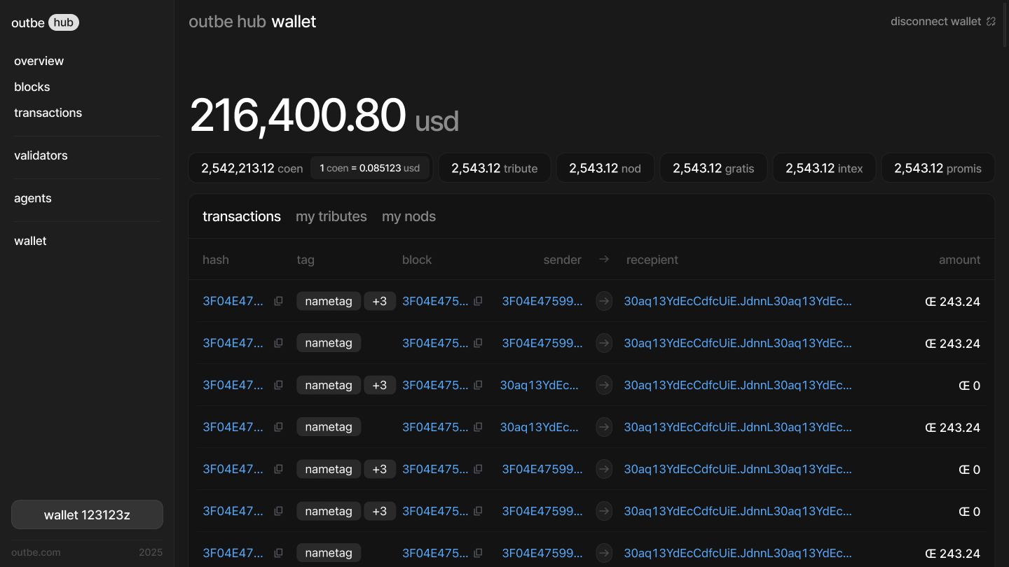Wallet — balances and history