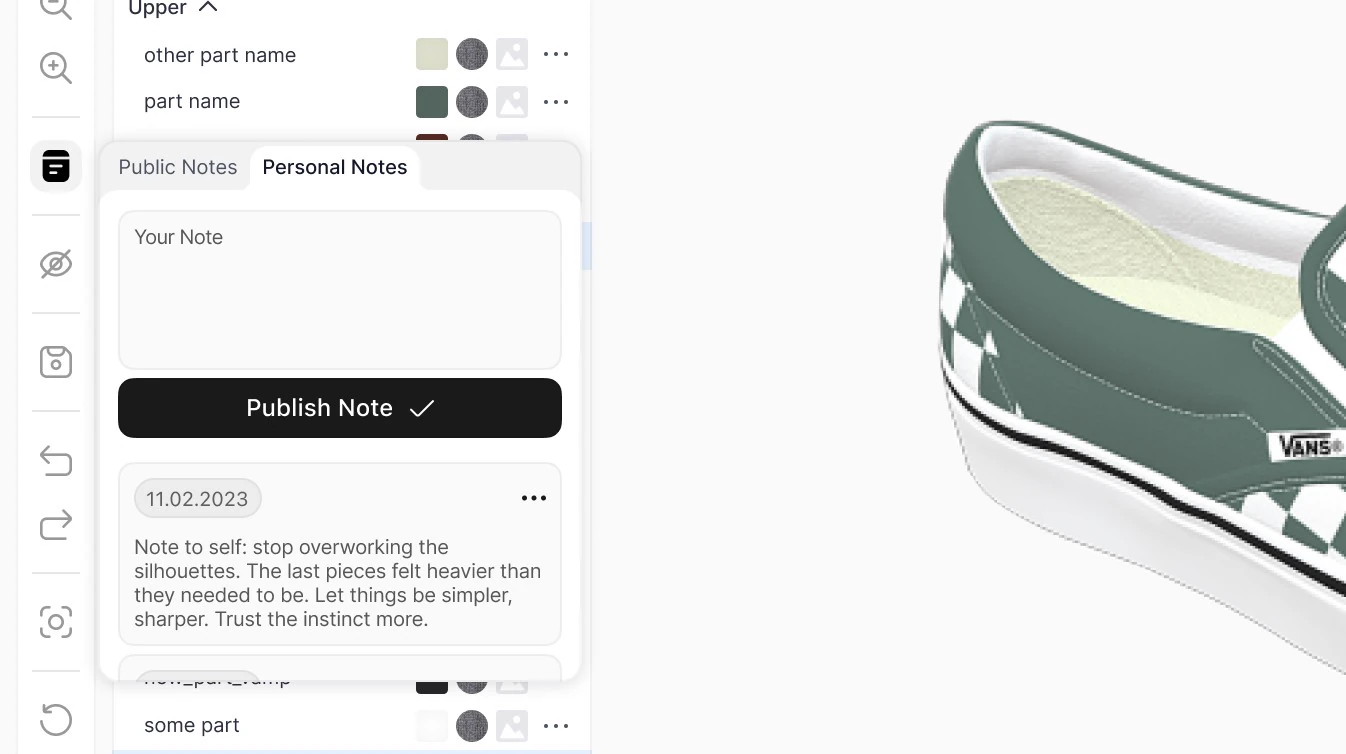 Right-panel tools — notes